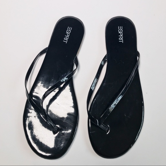 esprit black flip flops